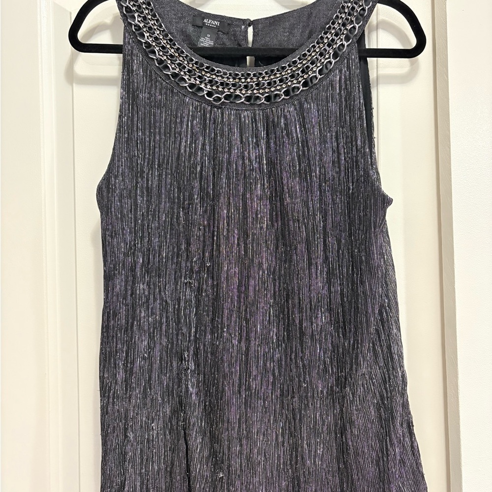 Alfani Textured Gray Tank Top with Chain Detail - Picture 1 of 6